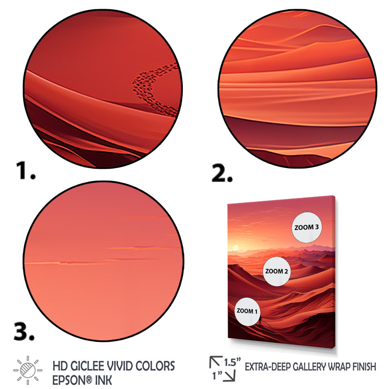 «Red and Yellow Dunes Desert II», Cadre flottant doré, H 20 po x l 12 po x P 1 po