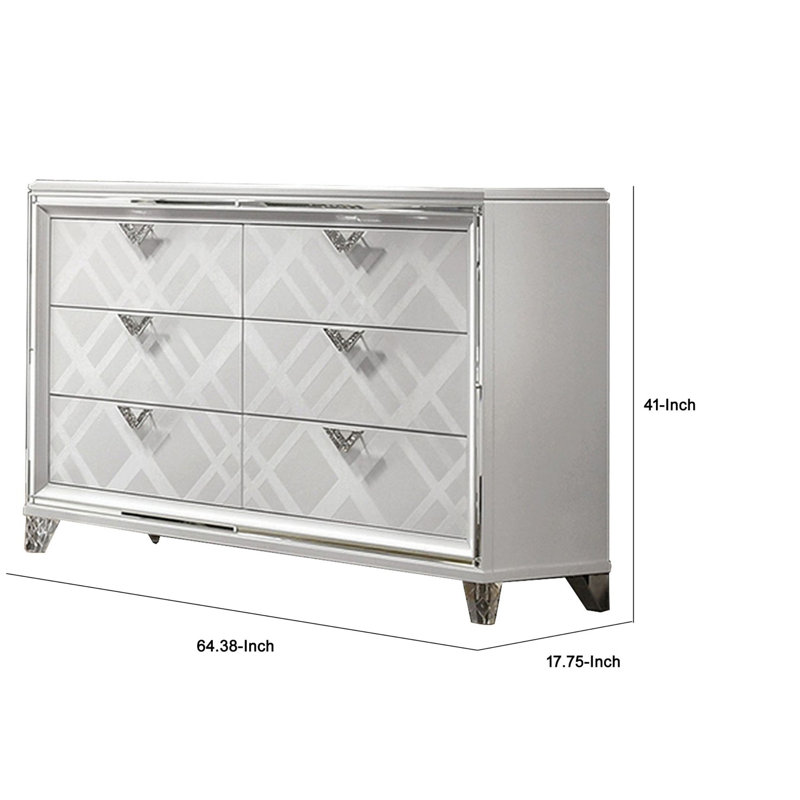 Maysea Solid Wood 64.37'' W 6 - Drawer Dresser