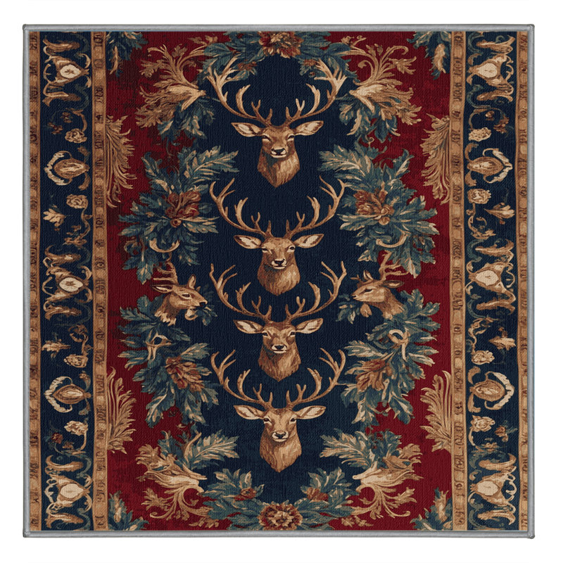 Tapis brun français lavable à la machine, Carré 4 pi
