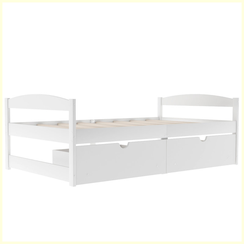 Charlie bed frame, platform bed, storage bed, White