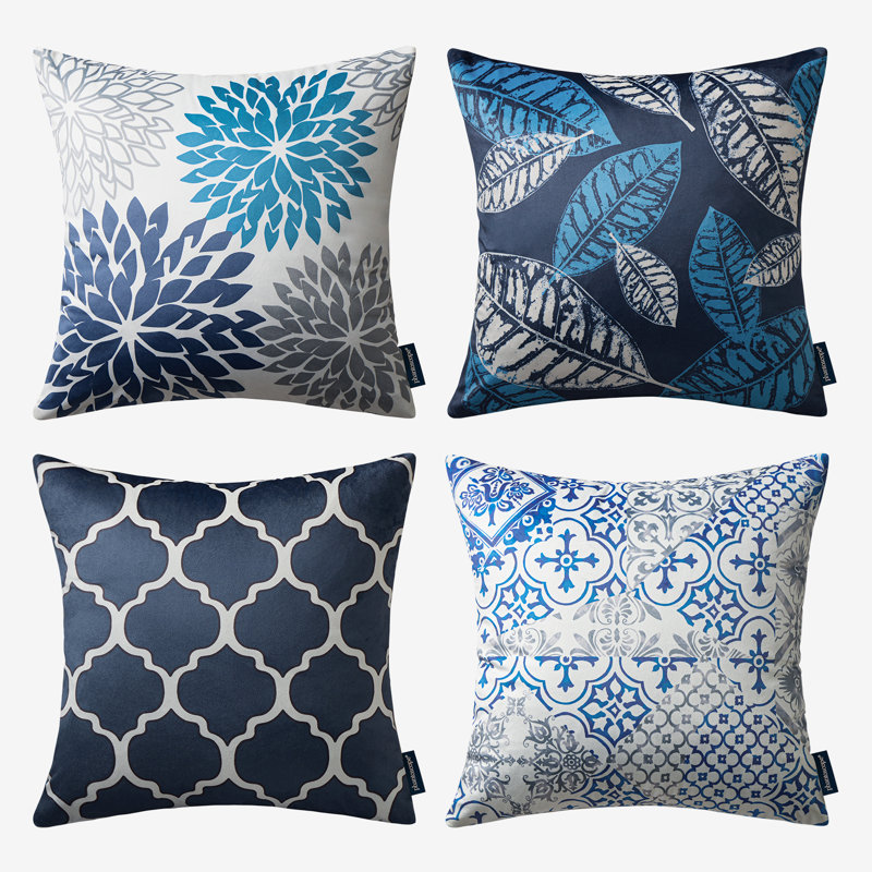 Housse de coussin décoratif à motif géométrique de 20 po Leaf, Pillow Cover Only - No Insert, Café noir