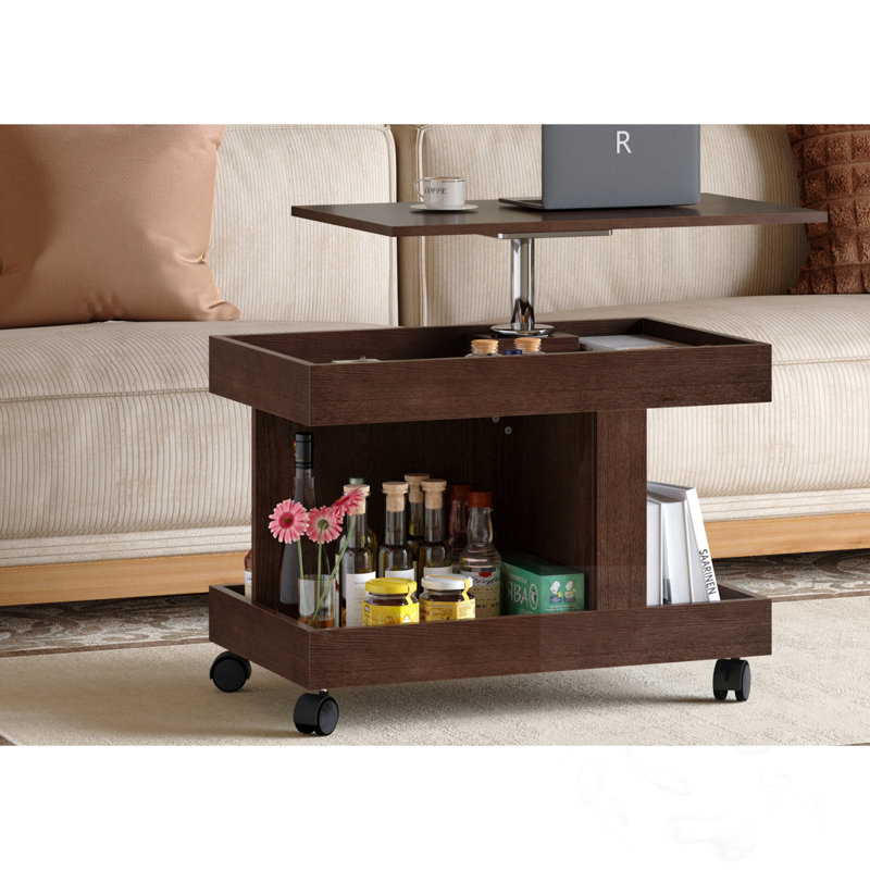 360°Rotating End Table with Wheels