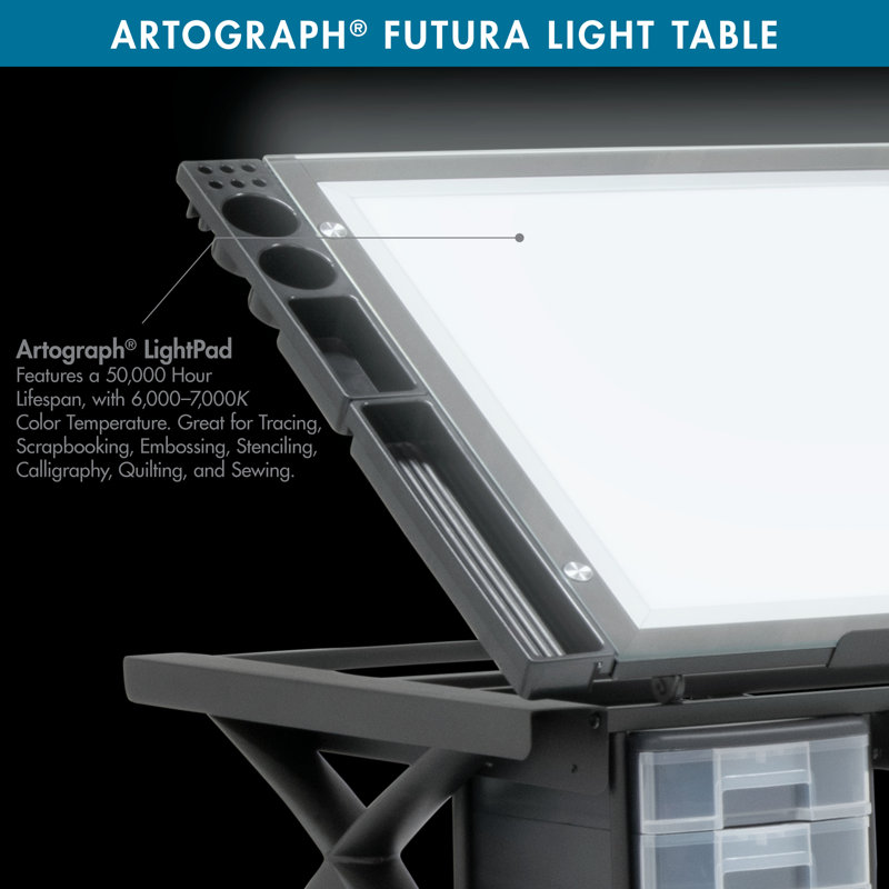 Tempered Glass Steel Drafting Table