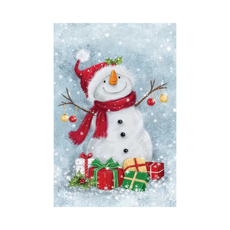 Snowman With Presents III A by MAKIKO - Wrapped Canvas Print, 20.32 cm H x 30.48 cm W
