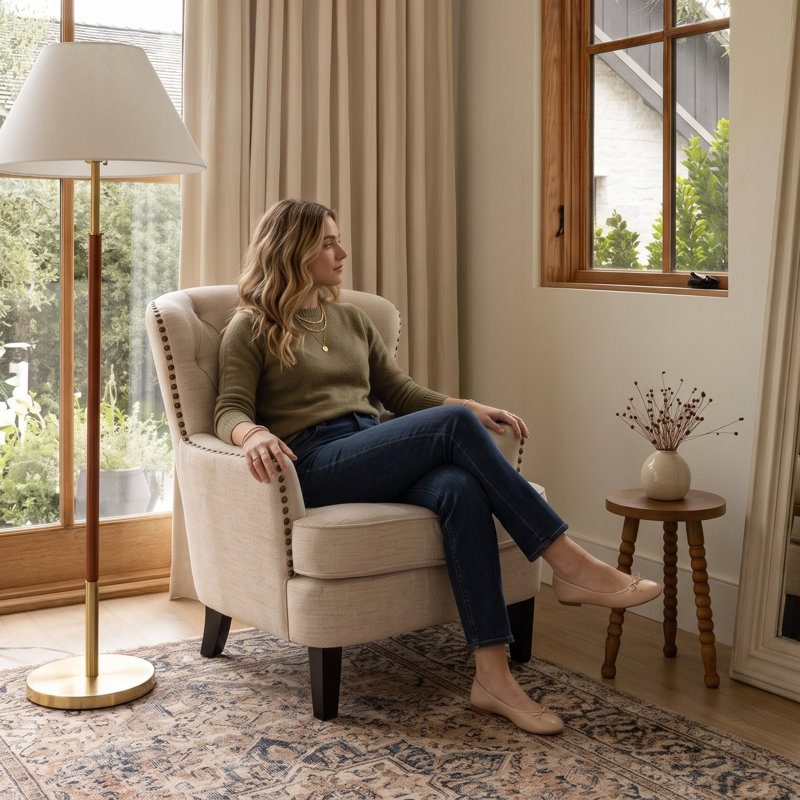Higgenbotham Armchair, Light Beige Linen