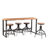 Live Edge Console Table with 4 Adjustable Stools, Made with Solid Wood and Metal, 82x22x36
