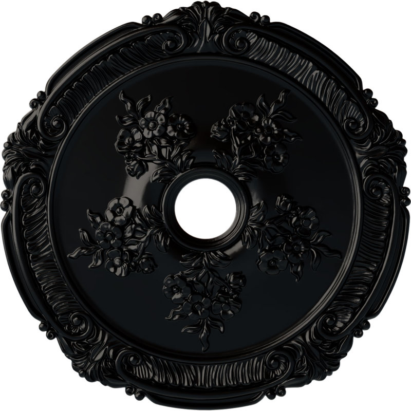 Médaillon Endurathane Attica avec plafond rose, DO 26 po x P 3 3/4 po x P 1 1/2 po, Noir de jais