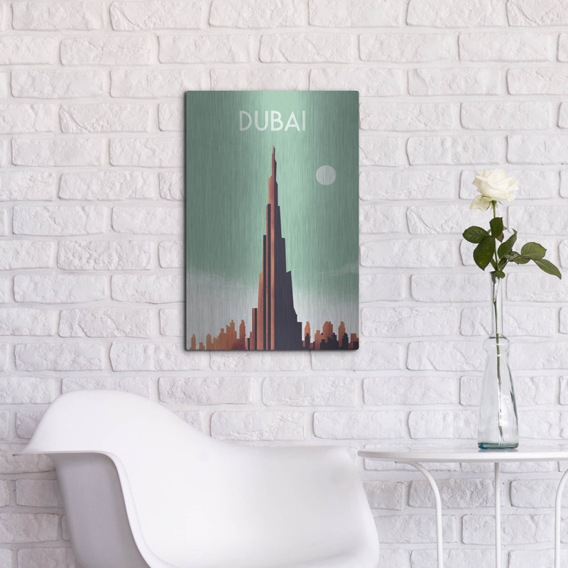 Art mural en métal «Dubaï» par Omar Escalante, H 24 po x l 16 po