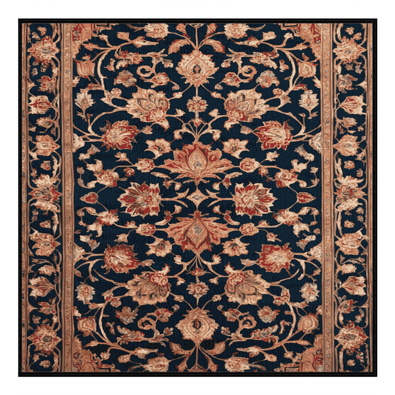 Tapis persan gris lavable à la machine, Carré 7 pi