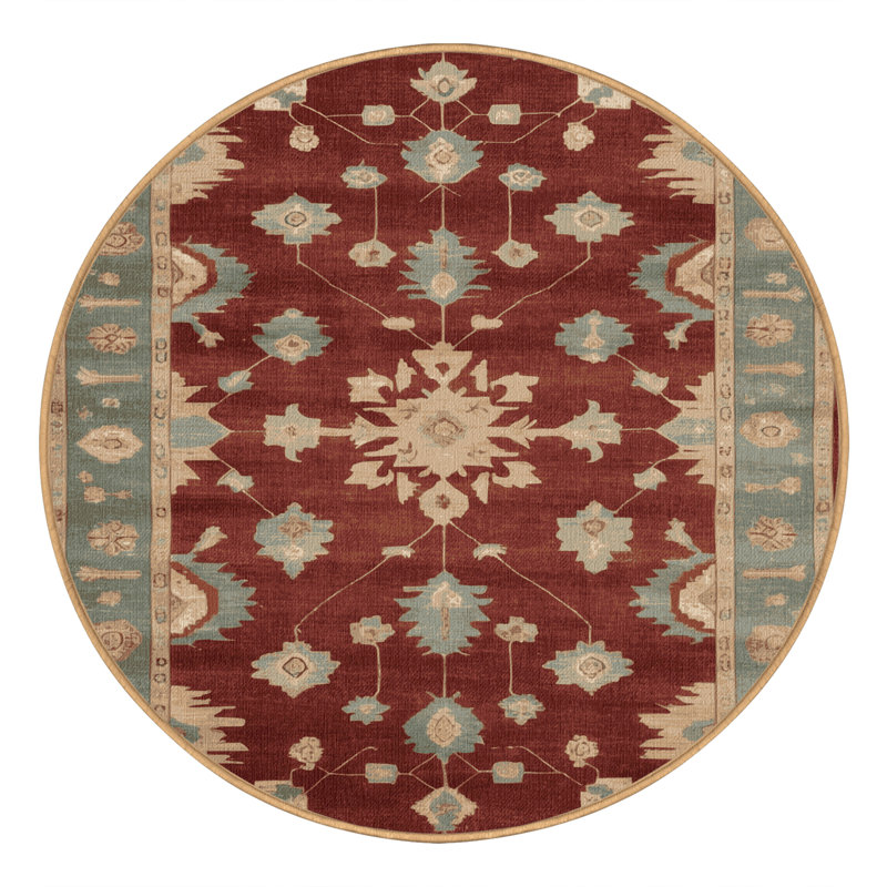 Machine Washable Overdyed Brown Area Rug, Round 8'