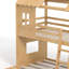 Lit superposé simple au dessus d'un lit double en bois massif avec tablettes, garde-robe et glissade-364566858-355027559