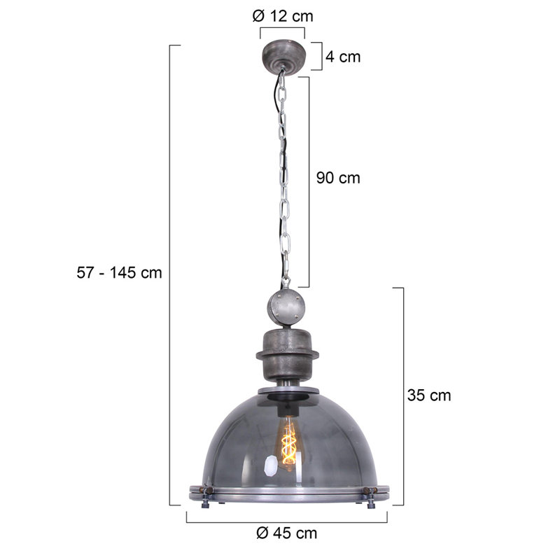 Bragg 1 - Light Grey Dome Pendant