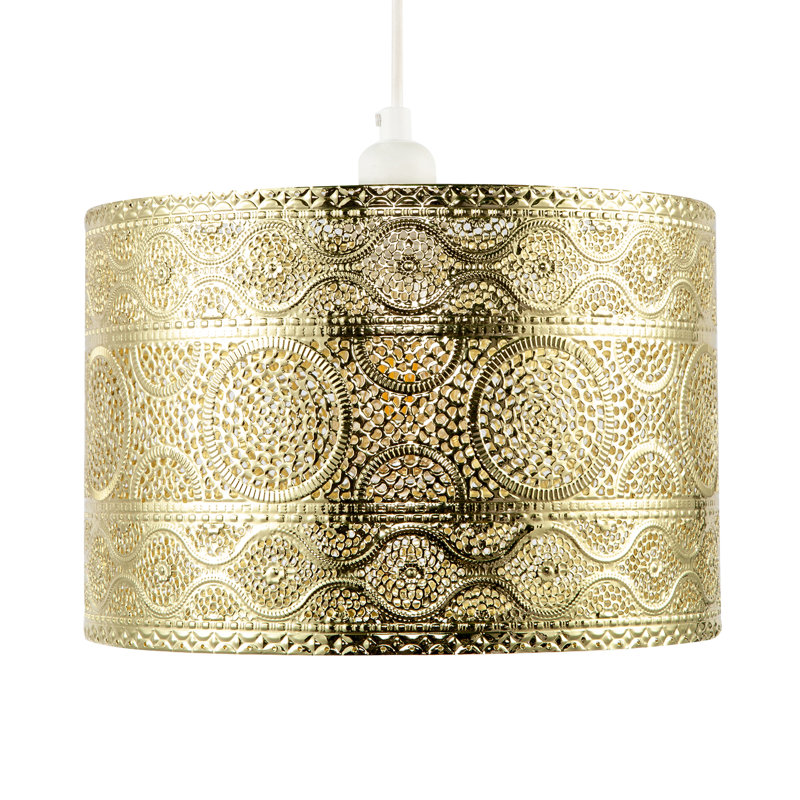 20cm H Metal Drum Lamp Shade ( No Direct Attachment Method ) in Gold
