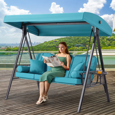 Balancelle de patio à 3 places avec auvent ajustable Arlmont & Co.