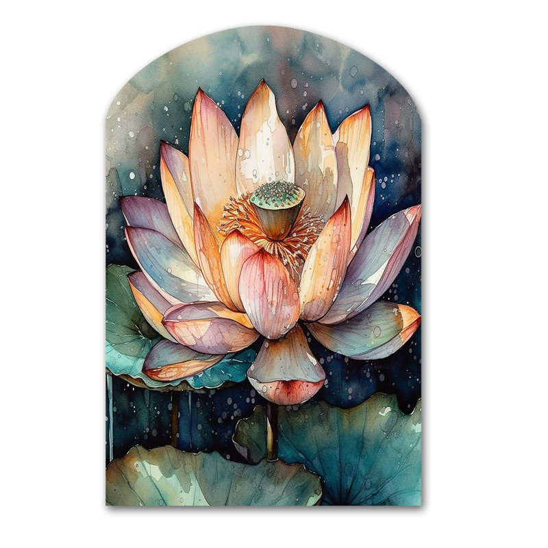 «Orange Lotus Floral Dreams I» - décoration murale en forme de lotus, sculpture murale en métal Freeform