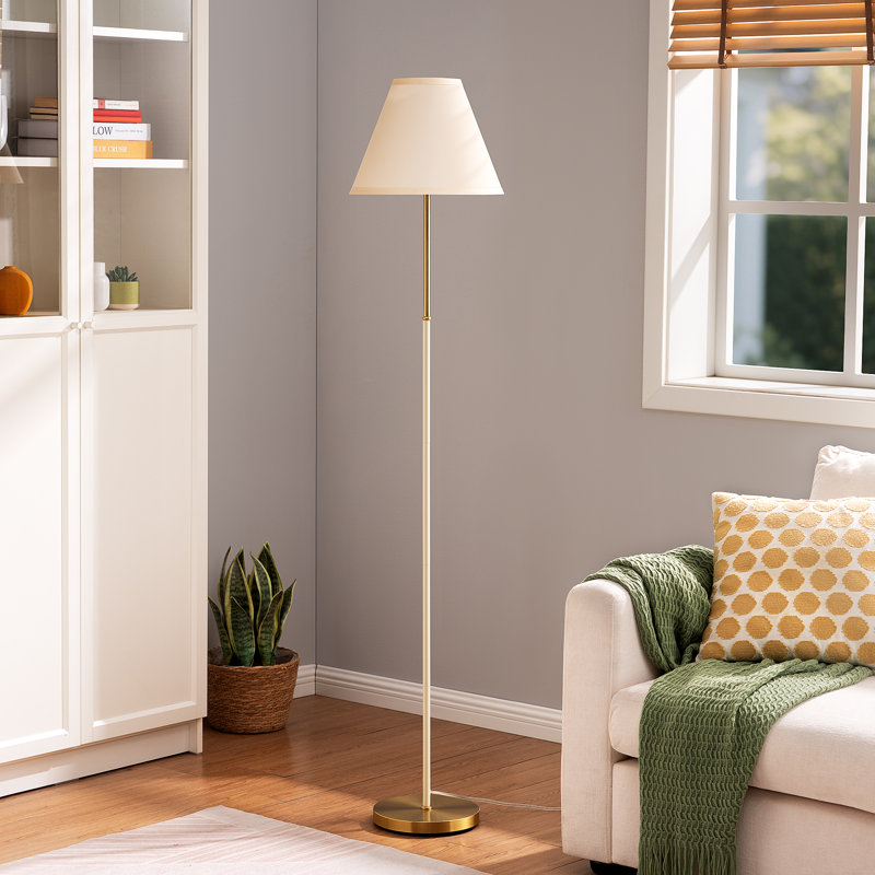 158cm Traditional Floor Lamp with Linen Lampshade (Bulb Included), White