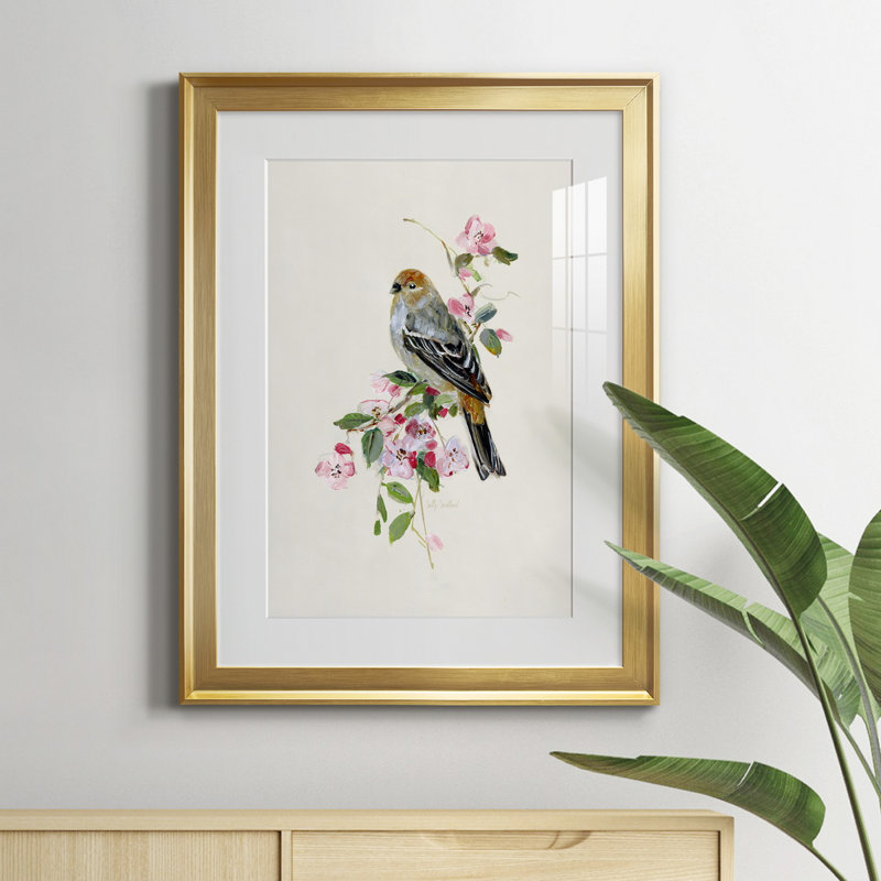 «Spring Song Goldfinch» - peinture encadrée, Or, H 18,5 po x l 24,5 po x P 1,5 po