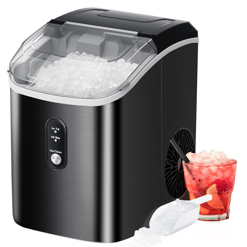 COWSAR 33 lb. Daily Production Nugget Clear Ice Countertop Maker, Sonic Ice, Stainless Steel, Self-Cleaning, Ice Scoop, Ice Basket, Chewable