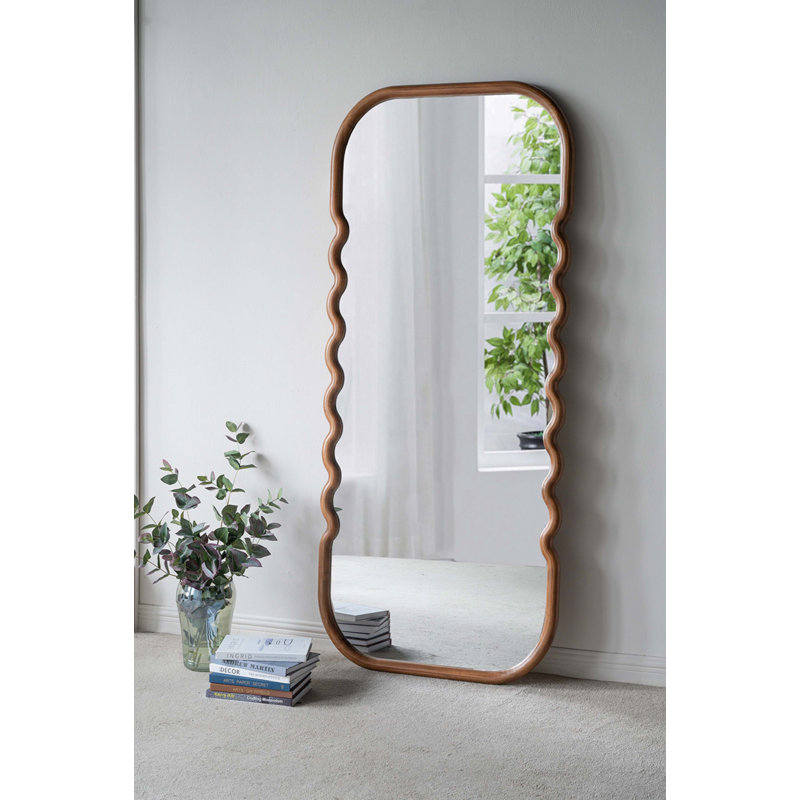 Miroir surdimensionné en bois 31,4 x 1,4 x 74 po avec cadre brun unique