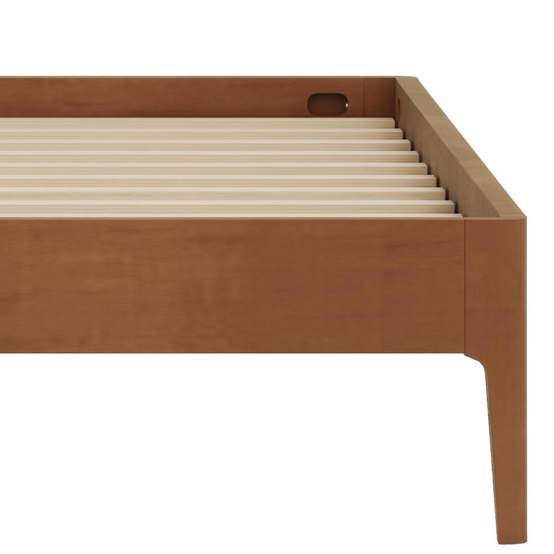 Modern Minimalist Platform Bed with Reinforced Slat Foundation, Brown