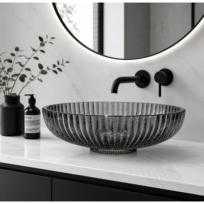 Majestic 21" Glass Oval Vessel Bathroom Sink