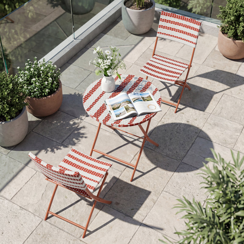 2 - Person Patio Dining Set with Round Table, Red