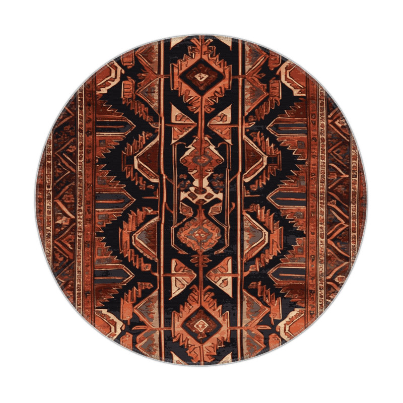 Tapis d'intérieur et d'extérieur brun Persian, Rond 5 pi