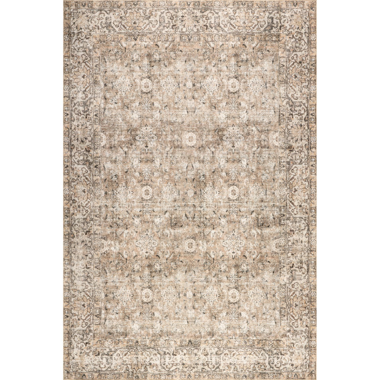 Jeccica Distressed Vintage Medallion Jute Blend Polyester Area Rug