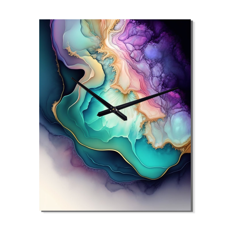 Irys - Horloge murale abstraite en marbre surdimensionnée, H 40 po x l 30 po x P 1 po