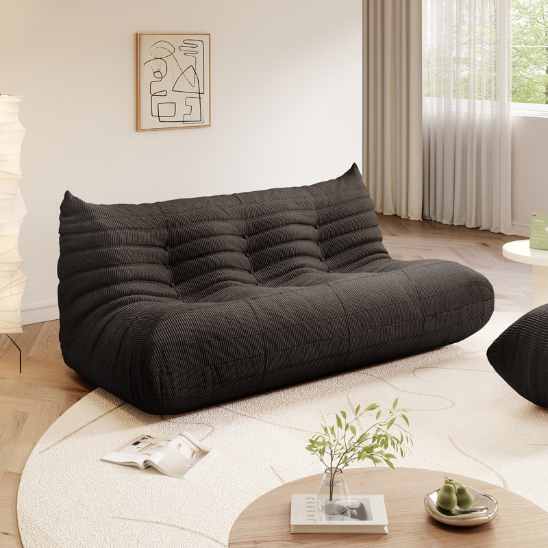 Clinchport Boneless Lazy Sofa, Bean Bag Chair, 3 Seat Sofa Compression Floor Sofa For Living Room, Bedroom, Brown