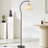 18.5" Arc Floor Lamp With Fabric Shade (Include 1 Warm White Bulb, Not Dimmable)