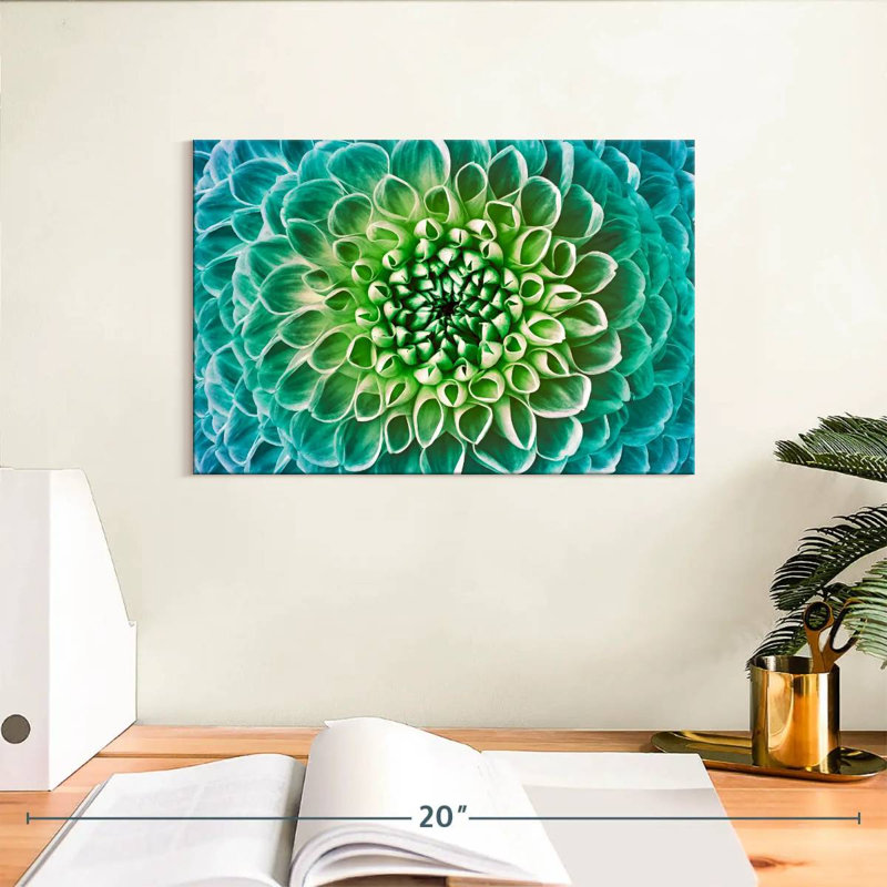Fleur de dahlia turquoise Harnek, H 8 po x l 12 po