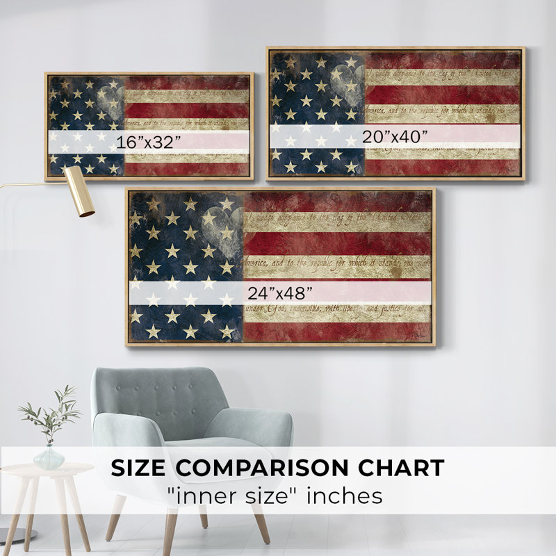 «I Pladge Allegiance», toile tendue avec châssis encadré, prête à être accrochée, Naturel, H 17 po x l 33 po