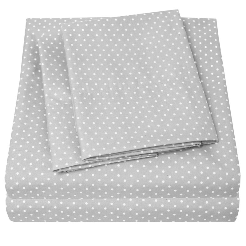 Ensemble de draps en microfibre à pois, Petits pois gris, Ensemble de draps pour très grand lit californien