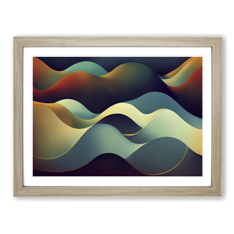 XH1022-6445X Ocean Surrealism Abstract - Single Picture Frame Print, 34cm H x 46cm W, Oak
