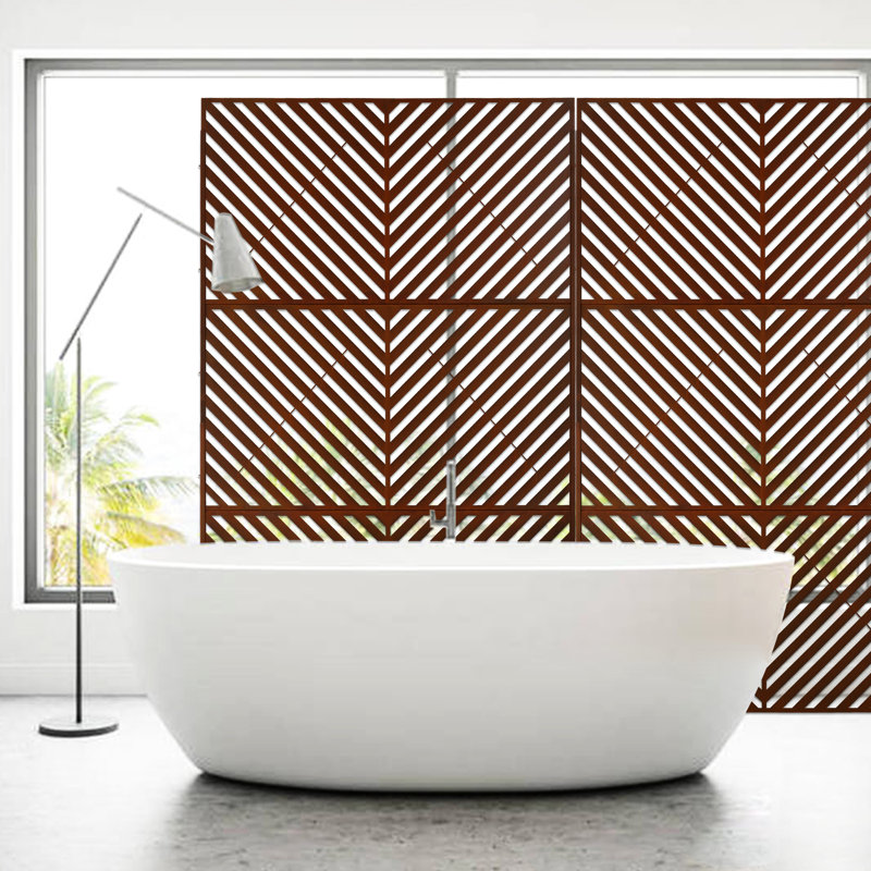 Clôture d'intimité en métal l 76 po H48 po - Rouge rouillé, aspect intérieur et extérieur élégant