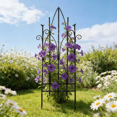 Sungmor 68" H X 25" W Vintage Iron Garden Trellis & Decorative Fence Panel Set For Climbing Plants, Rustproof (set Of 2)