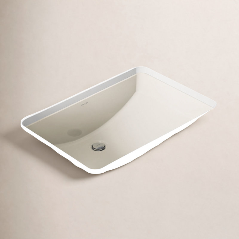 Ladena® Vitreous China Rectangular Undermount Bathroom Sink with Overflow, Biscuit