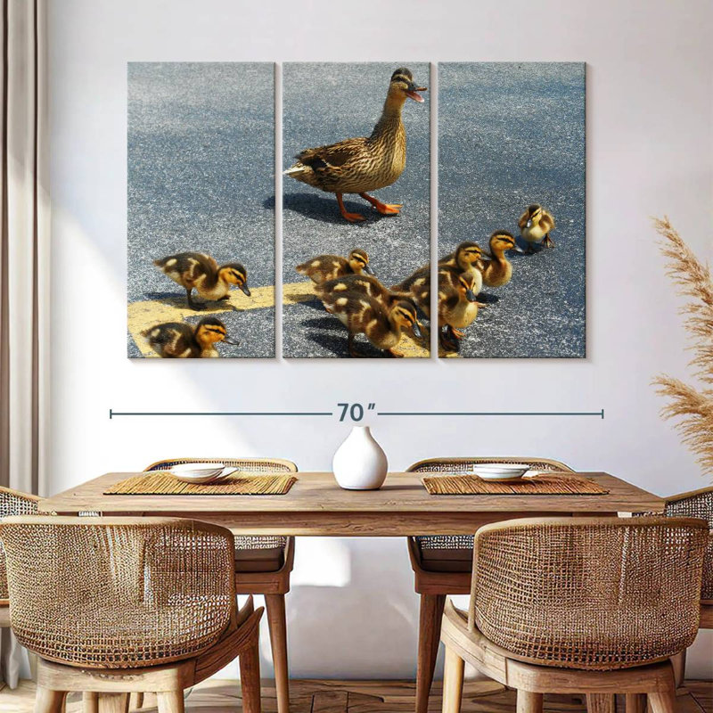 Ducklings And Mother Duck, 42" H x 65" W