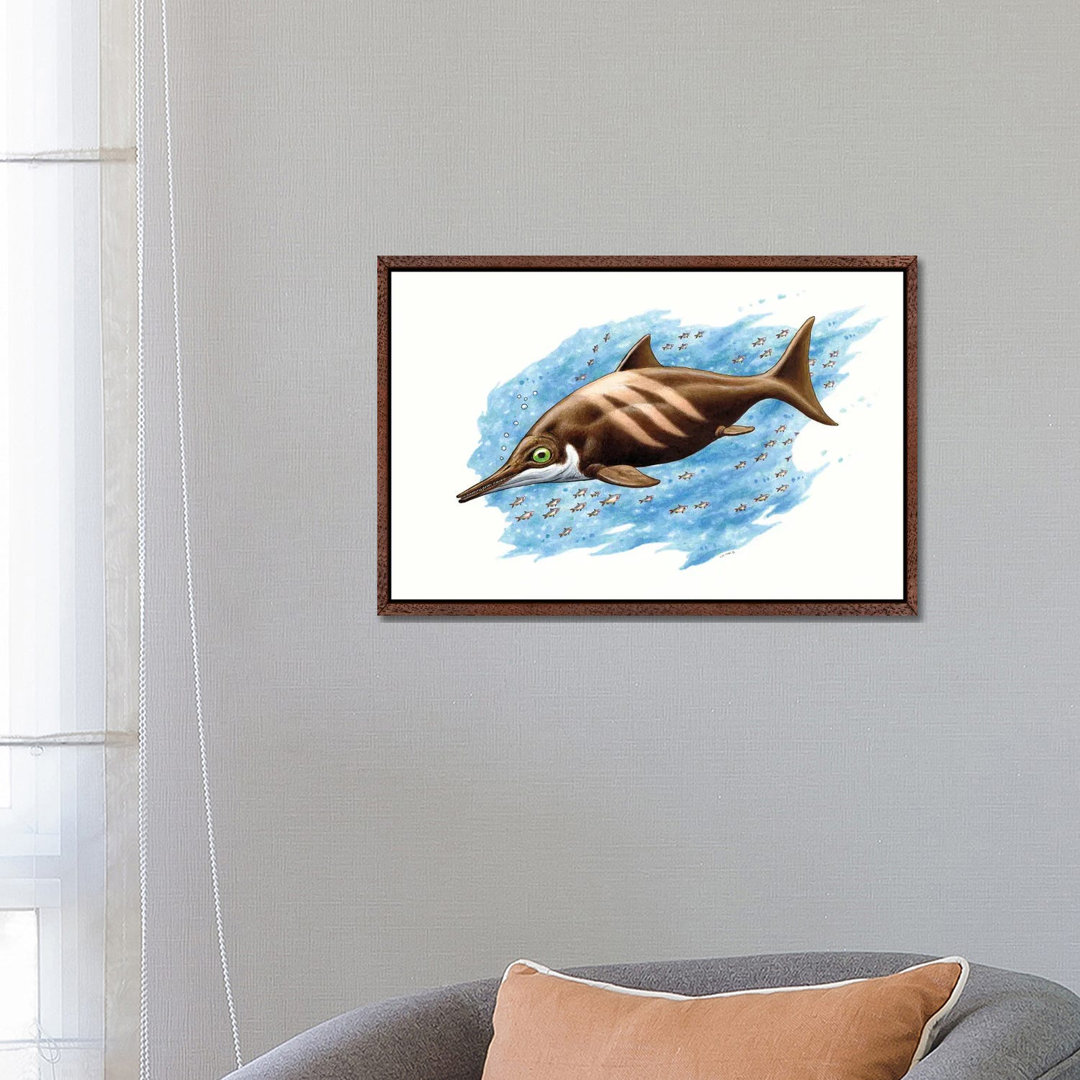 Ichthyosaurus auf weißem Hintergrund von Esther Van Hulsen - Galerie-verpackte Leinwand Giclée