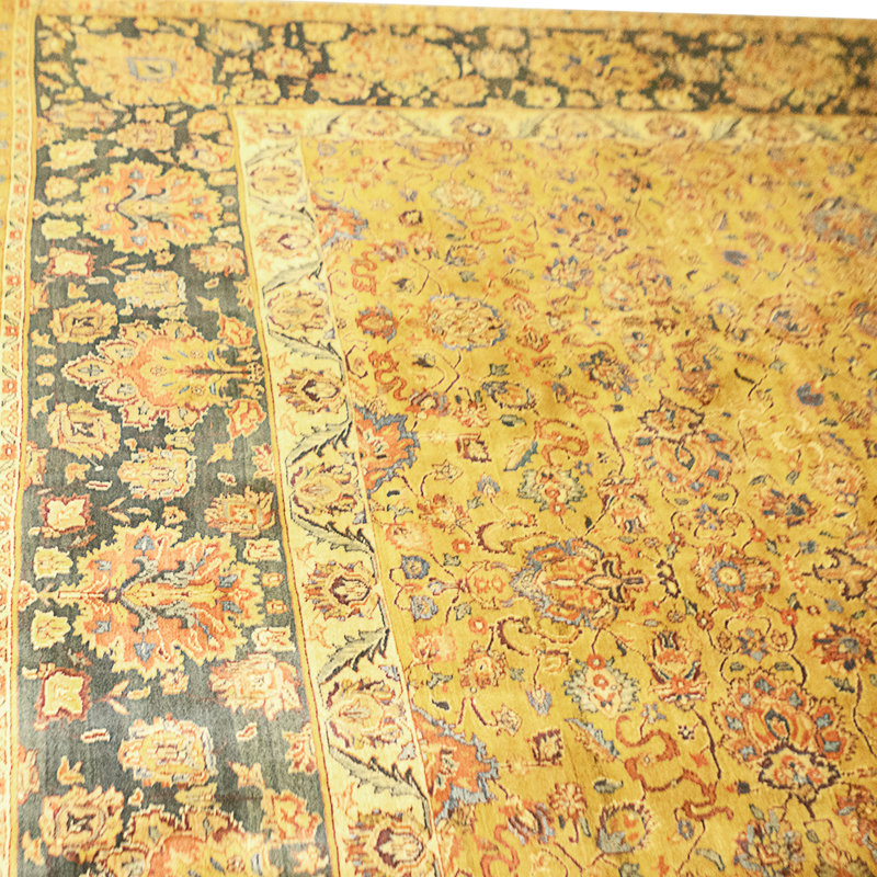 Hand Knotted Wool Area Rug in Gold And Red