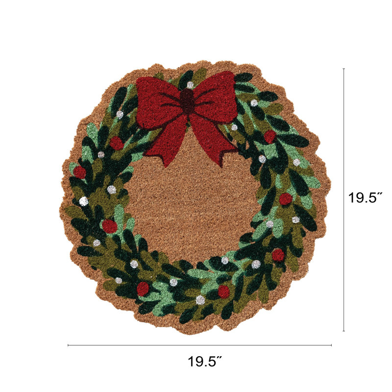Wreath-Shaped Coir Doormat with PVC Backing