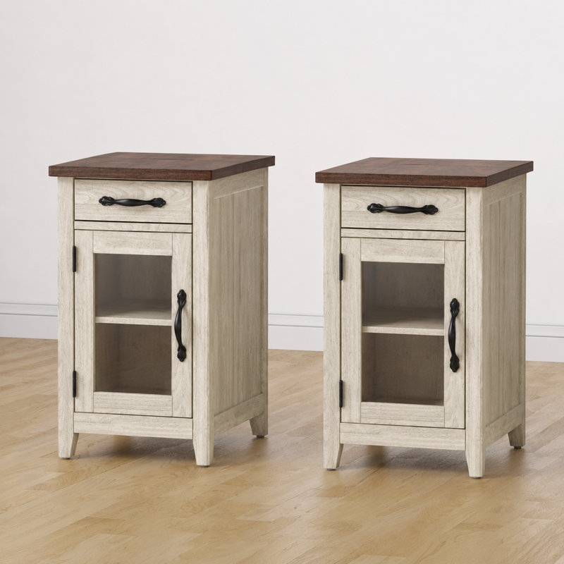 Ensemble de 2 tables de bout et station de charge Callison, Brun / Gris clair