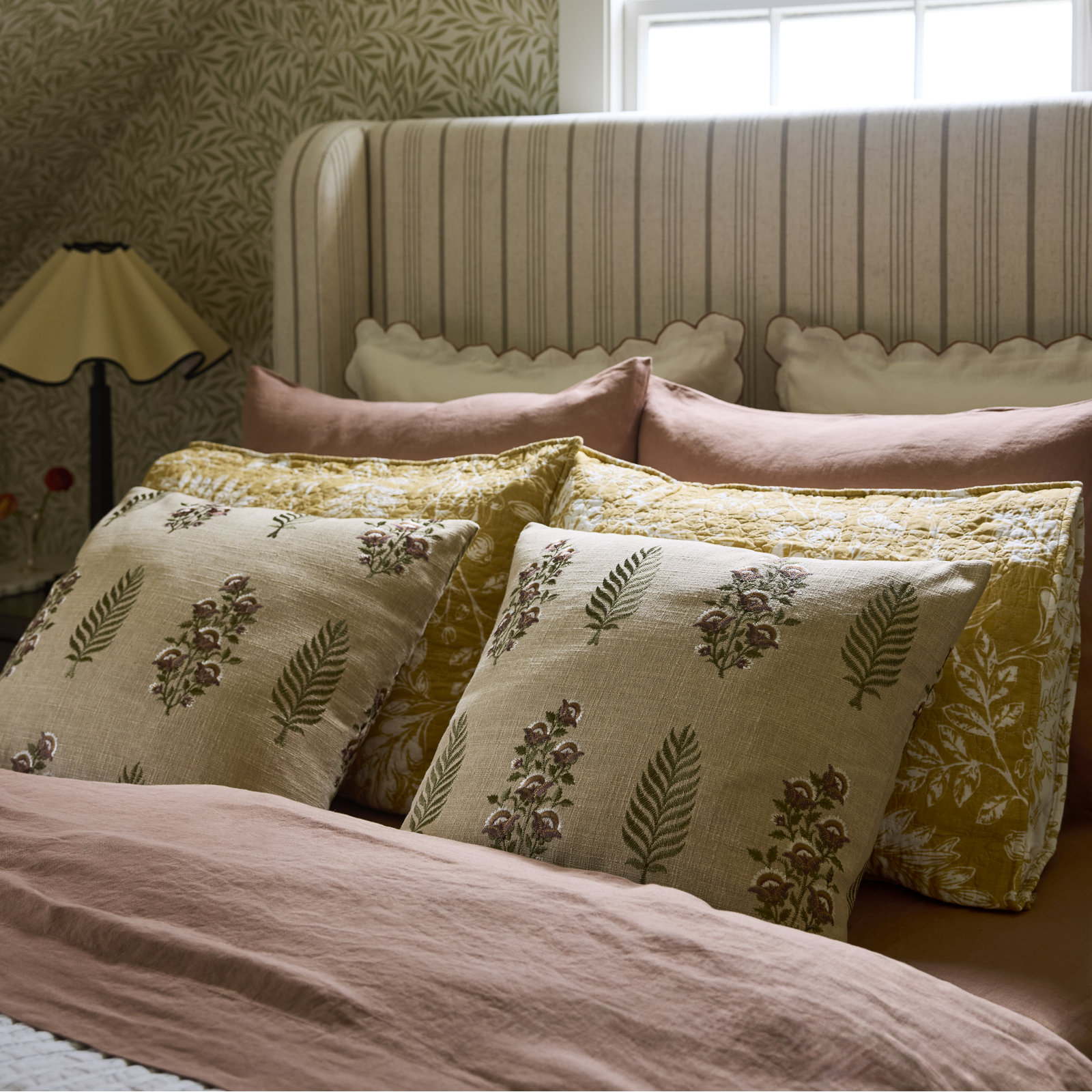 Calluna Embroidered Square Throw Pillow