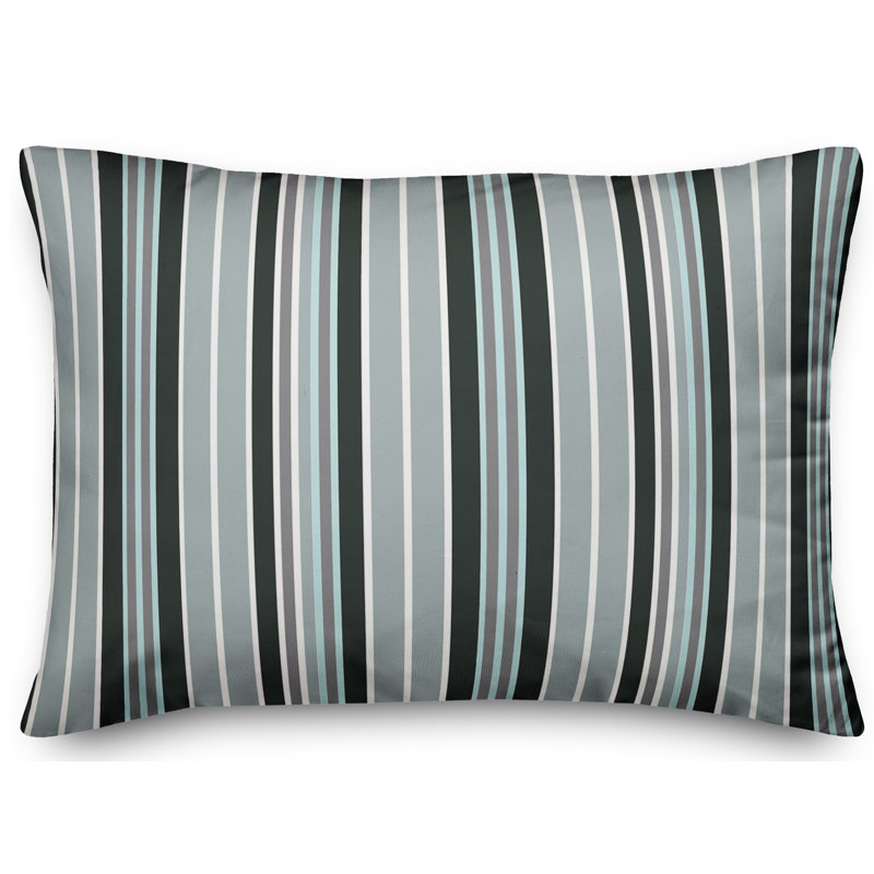 Coussin Stripes, Bleu / Vert / Gris