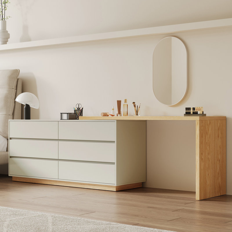 Berek Extendable Vanity Table with 6 Drawers - Modern Desk
