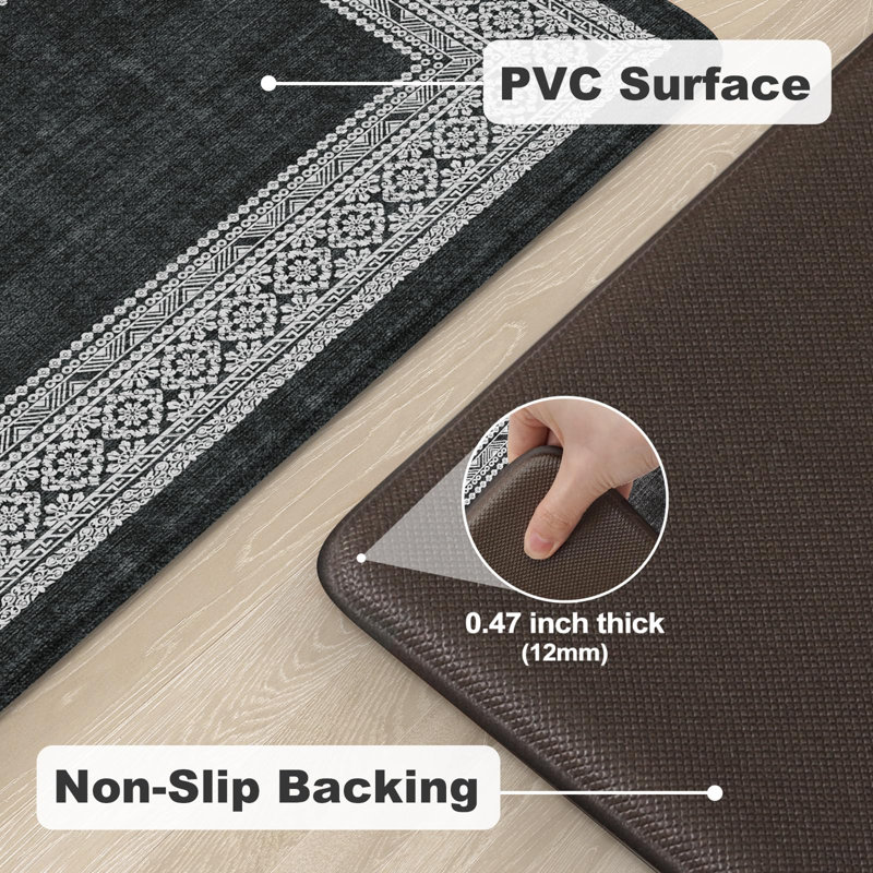 Tapis de cuisine imperméables 2 pièces, Noir