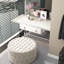 Repose-pieds 31,5 po, grand tabouret rembourré en velours avec capitonnage et siège rembourré pour le salon, le vestibule, beige-843043779