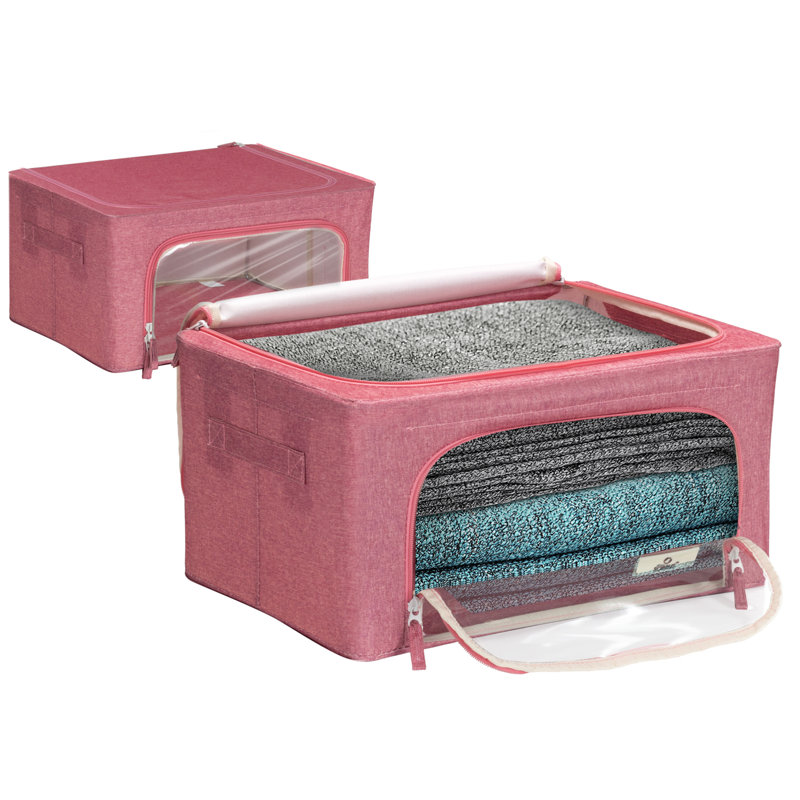 Storage Box With Window  Small  Blue - 2 Pack, Pink