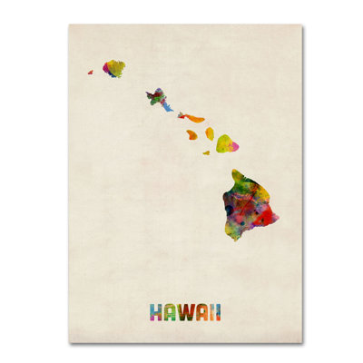 « hawaii map », impression sur toile tendue encadrée